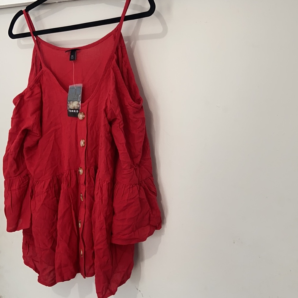 Cold Shoulder Button Top